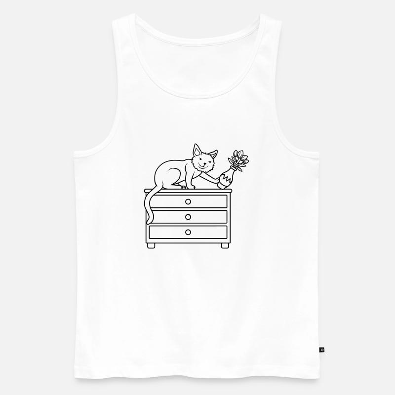 Blumenvase umgestoßen böse Katze - Männer Premium Bio Tank Top - Weiß