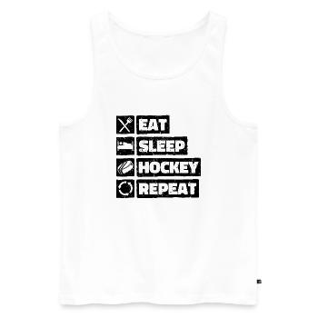 Eat Sleep Hockey Répéter le sport de hockey sur glace rétro - Débardeur bio Premium Homme - blanc - Devant - Michal (187cm)