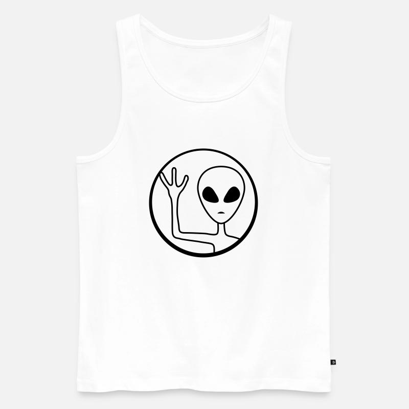 Kreis Alien winkt freundlich - Männer Premium Bio Tank Top - Weiß