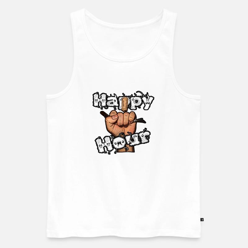 Happy Hour Zeit - Männer Premium Bio Tank Top - Weiß