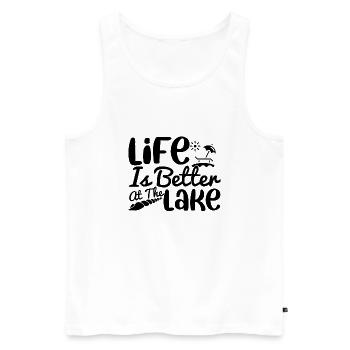 Life is better at the Lake - Men's Premium Organic Tank Top - white - Front - Michal (187cm)