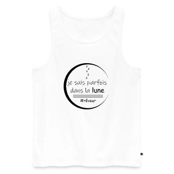 je suis parfois dans la lune - Débardeur bio Premium Homme - blanc - Devant - Michal (187cm)
