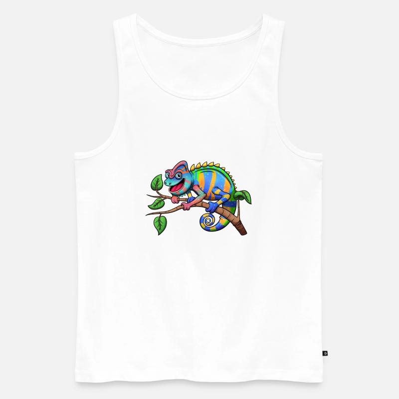 Bunter Chamäleon - Männer Premium Bio Tank Top - Weiß