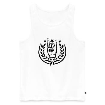 Heavy Metal Lorbeerkranz Logo - Männer Premium Bio Tank Top - Weiß - Vorne - Michal (187cm)