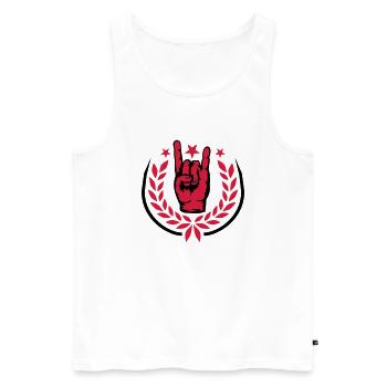 Lorbeerkranz Heavy Metal Logo - Männer Premium Bio Tank Top - Weiß - Vorne - Michal (187cm)