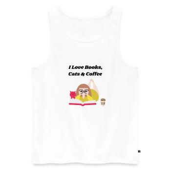 I love books, coffee and cats - Men's Premium Organic Tank Top - white - Front - Michal (187cm)