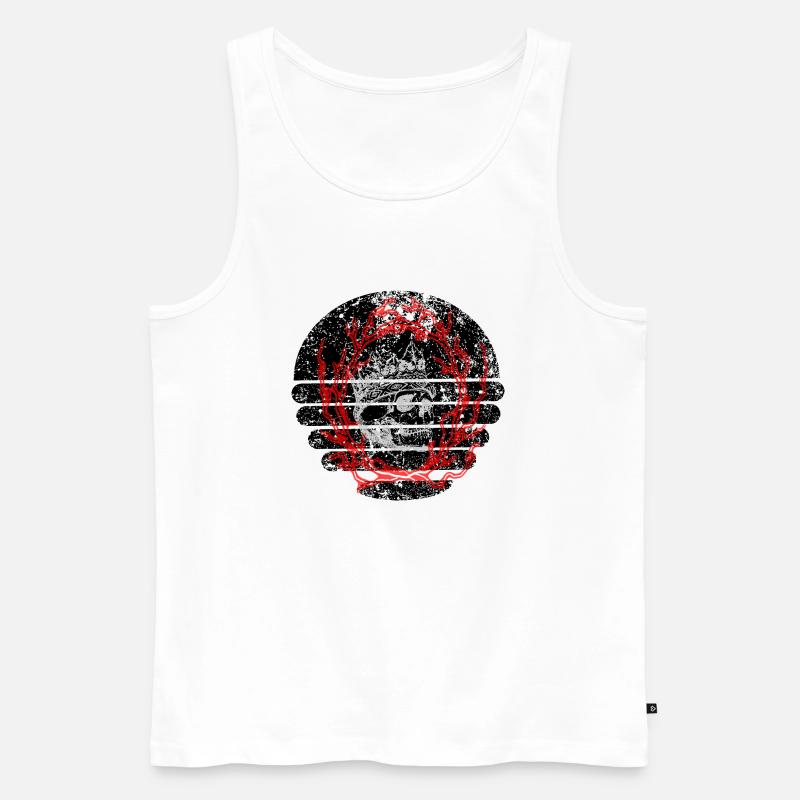sugar skull and fire - Men's Premium Organic Tank Top - white