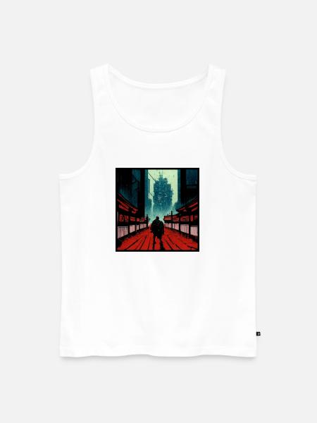 Ronin/Samurai auf den Straßen Tokios - Männer Premium Bio Tank Top - Weiß