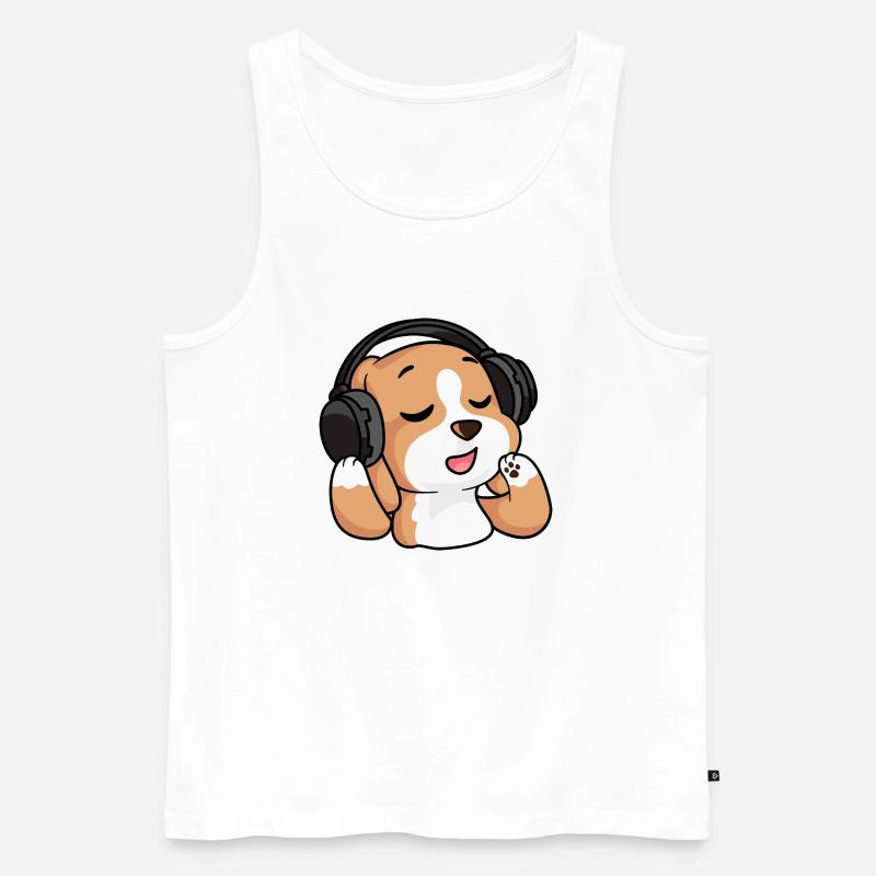 Der singende Beagle - Männer Premium Bio Tank Top - Weiß