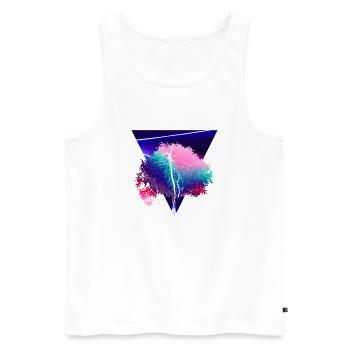 Retro-Baum - Männer Premium Bio Tank Top - Weiß - Vorne - Michal (187cm)