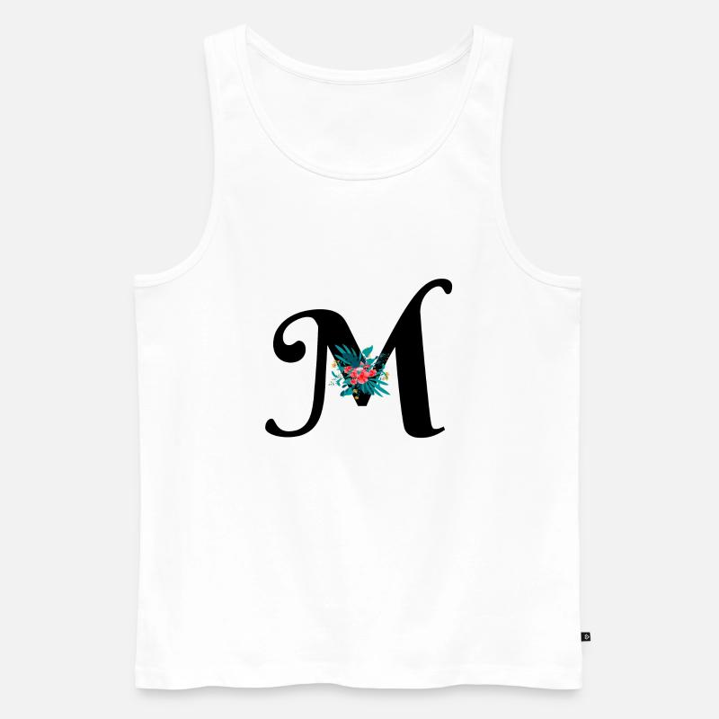 Buchstabe M geblümt - Männer Premium Bio Tank Top - Weiß