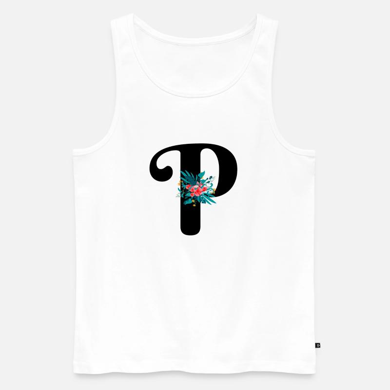 Buchstabe P blumig - Männer Premium Bio Tank Top - Weiß