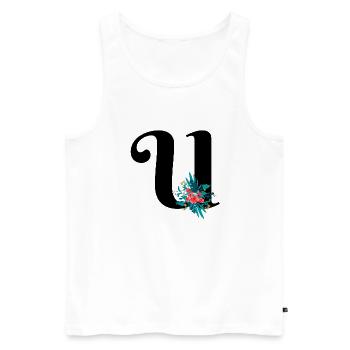 lettre U fleuris - Débardeur bio Premium Homme - blanc - Devant - AI Model Male 178 light (178cm)