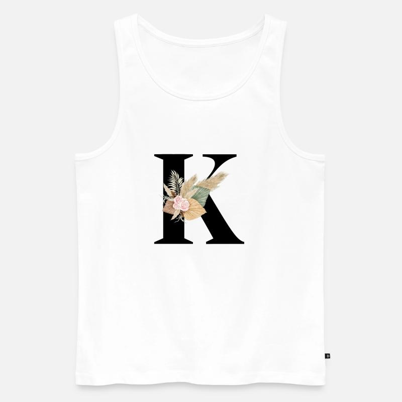 blumiger Buchstabe K - Männer Premium Bio Tank Top - Weiß