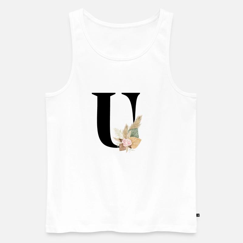 Buchstabe U geblümt - Männer Premium Bio Tank Top - Weiß