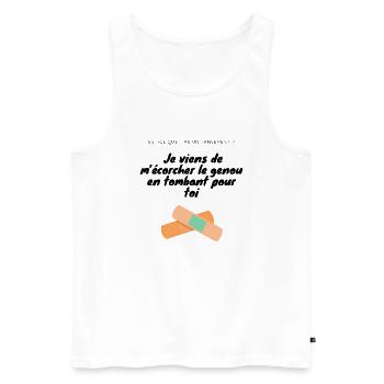 Tee-shirt drague tomber pour toi - Débardeur bio Premium Homme - blanc - Devant - Michal (187cm)