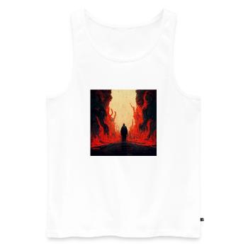 Man goes to the light through the fire of Hell - Men's Premium Organic Tank Top - white - Front - Michal (187cm)