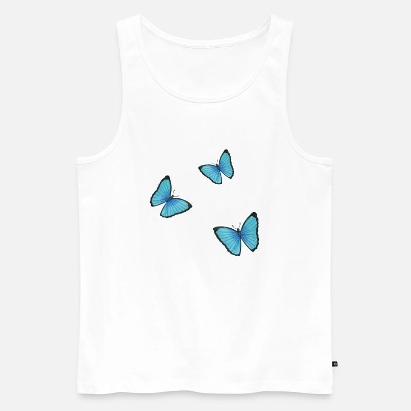 blaue Schmetterlinge - Männer Premium Bio Tank Top - Weiß