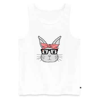 Visage de lapin nerd féminin - Débardeur bio Premium Homme - blanc - Devant - AI Model Male 178 light (178cm)