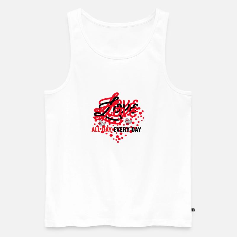 Love All Day Every Day - Männer Premium Bio Tank Top - Weiß