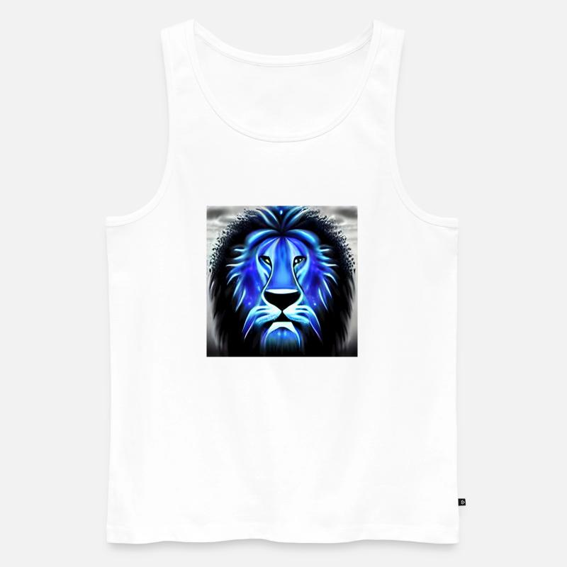 KOSMISCHER BLAUER LÖWE - Männer Premium Bio Tank Top - Weiß
