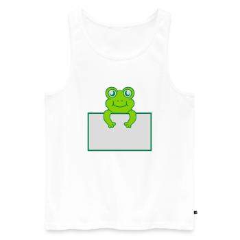 Texte présent bouclier de grenouille - Débardeur bio Premium Homme - blanc - Devant - AI Model Male 178 light (178cm)