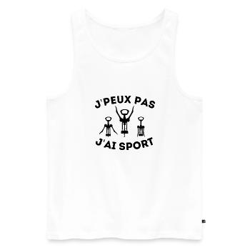 t-shirt humour sport je peux pas jai sport - Débardeur bio Premium Homme - blanc - Devant - Michal (187cm)
