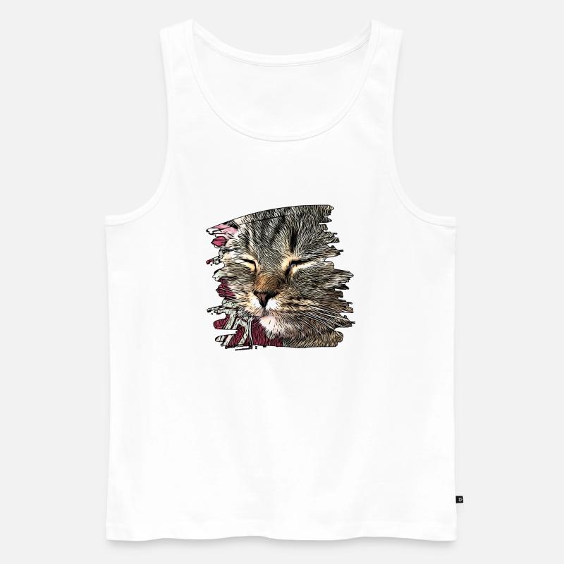 Katzengesicht 6 - Männer Premium Bio Tank Top - Weiß