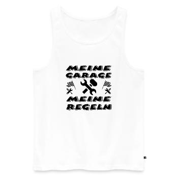 Garage - Männer Premium Bio Tank Top - Weiß - Vorne - Michal (187cm)
