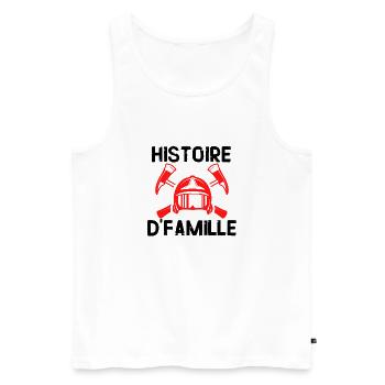Pompier histoire de famille cadeau Pompiers - Débardeur bio Premium Homme - blanc - Devant - Michal (187cm)