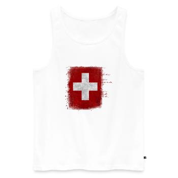 Flagge der Schweiz - Männer Premium Bio Tank Top - Weiß - Vorne - Michal (187cm)
