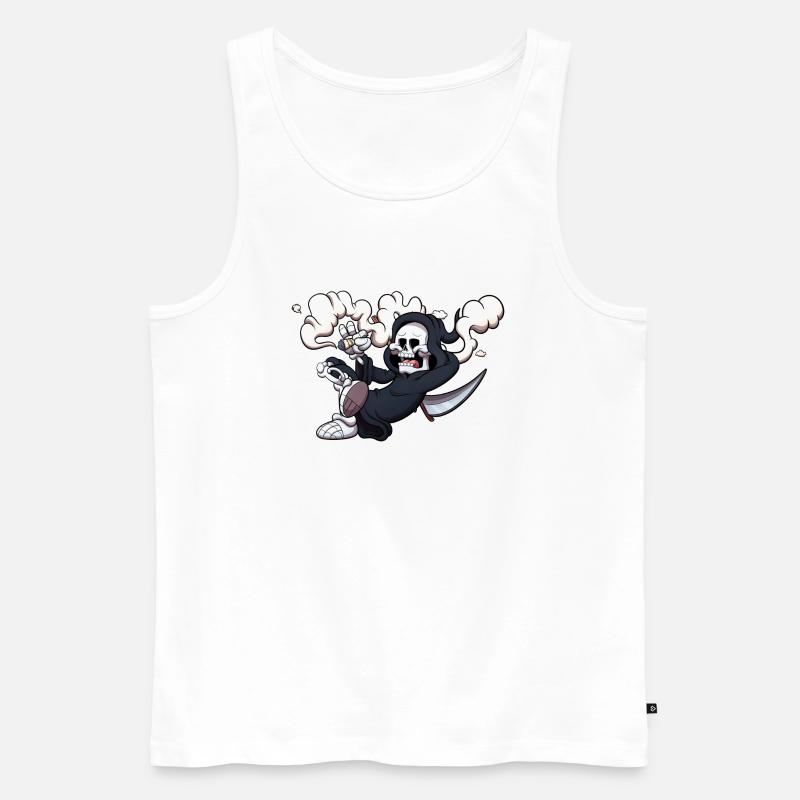 Tod Rauchen eines Joints - Männer Premium Bio Tank Top - Weiß
