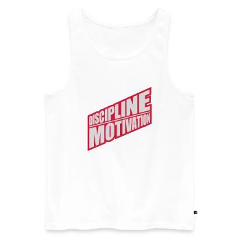 discipline over motivation Zitat - Männer Premium Bio Tank Top - Weiß - Vorne - Michal (187cm)