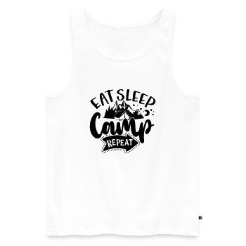 Eat Sleep Camp - Männer Premium Bio Tank Top - Weiß - Vorne - Michal (187cm)