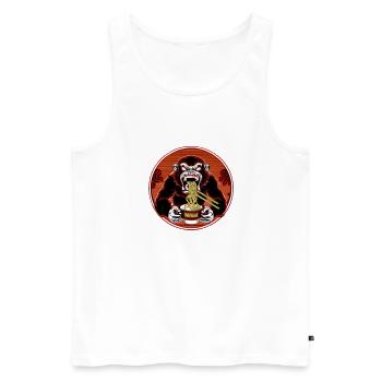 Böser Affe genießt Ramen Nudeln Vintage Design - Männer Premium Bio Tank Top - Weiß - Vorne - AI Model Male 178 light (178cm)