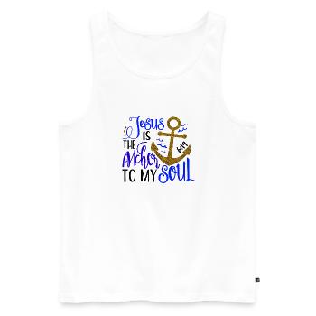 Jesus is the anchor - Blue Design - Men's Premium Organic Tank Top - white - Front - AI Model Male 178 light (178cm)