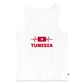 Tunisia Football 2022 Tunisia Heartbeat Tunisia - Men's Premium Organic Tank Top - white - Front - Michal (187cm)