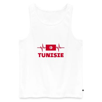 Tunisia Football 2022 Tunisia Heartbeat Tunisia - Men's Premium Organic Tank Top - white - Front - Michal (187cm)