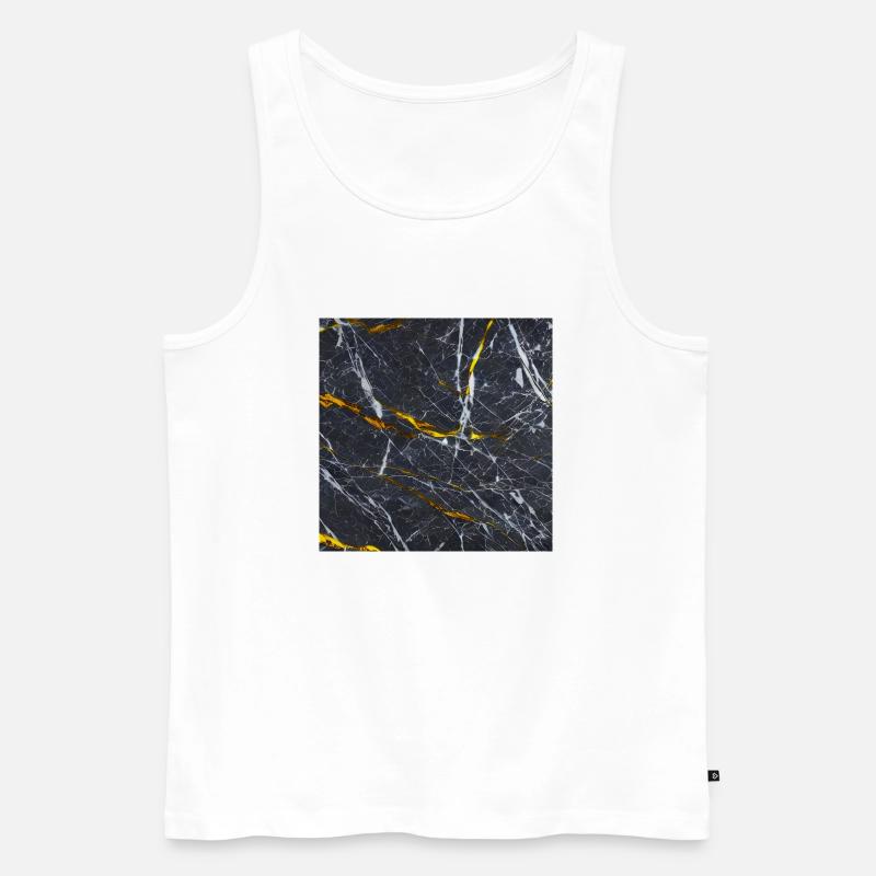 Marmor Schwarz Gold Textur - Männer Premium Bio Tank Top - Weiß