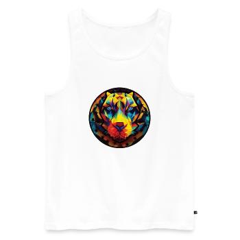 Tiger Polygon Big Cat - Men's Premium Organic Tank Top - white - Front - AI Model Male 178 light (178cm)