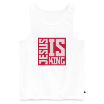 jesus is king Zitat - Männer Premium Bio Tank Top - Weiß - Vorne - Michal (187cm)