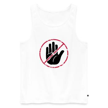 Stop Zeichen Hand durchgestrichen - Männer Premium Bio Tank Top - Weiß - Vorne - AI Model Male 178 light (178cm)