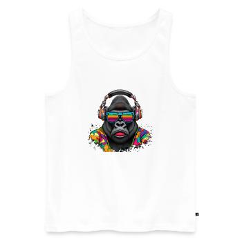 Hingucker Gorilla mit Kopfhörern und Sonnenbrille - Männer Premium Bio Tank Top - Weiß - Vorne - AI Model Male 178 light (178cm)