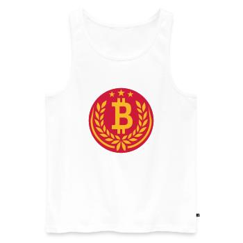 Couronne de laurier Armoiries Bitcoin Star - Débardeur bio Premium Homme - blanc - Devant - Michal (187cm)