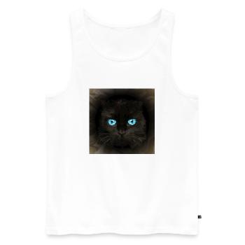 Cat - Men's Premium Organic Tank Top - white - Front - Michal (187cm)