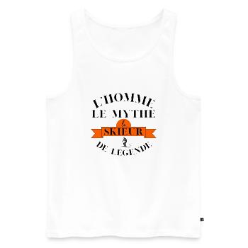 Skieur de légende : Maître des pistes, cadeau ski - Débardeur bio Premium Homme - blanc - Devant - Michal (187cm)