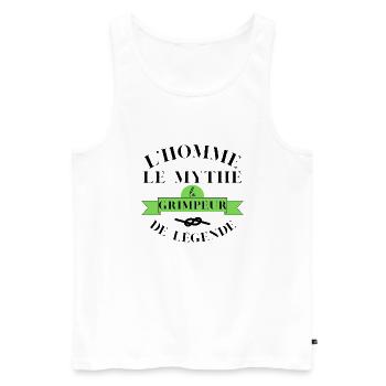 Grimpeur de légende : Maître des sommets alpins - Débardeur bio Premium Homme - blanc - Devant - Michal (187cm)
