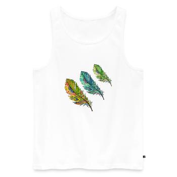 Feder - Männer Premium Bio Tank Top - Weiß - Vorne - Michal (187cm)