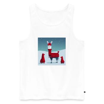 Cute Llama Red-White Christmas Scarf - Men's Premium Organic Tank Top - white - Front - AI Model Male 178 light (178cm)