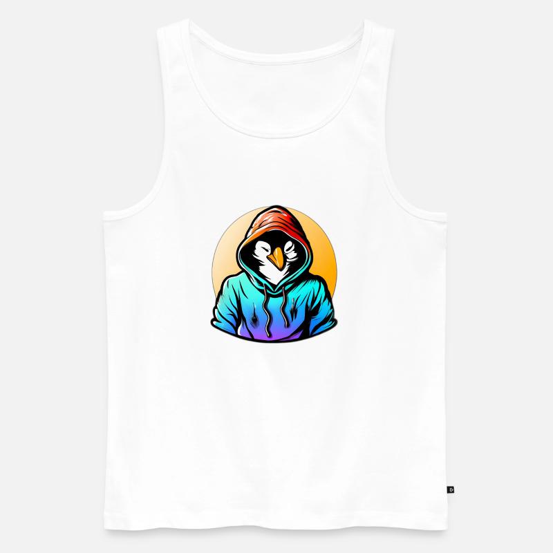 Pinguin mit Pullover - Männer Premium Bio Tank Top - Weiß